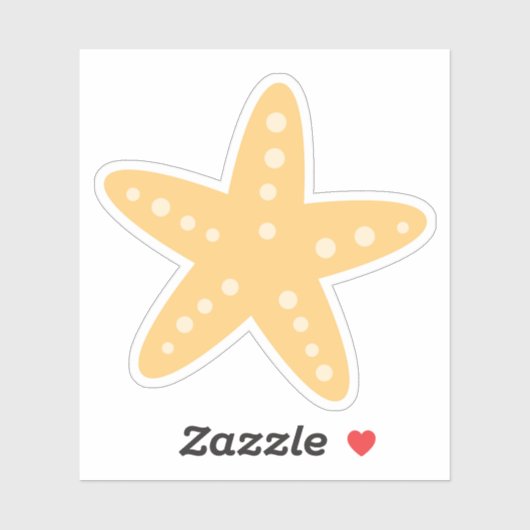Leuke gele zeester sticker (Vel)