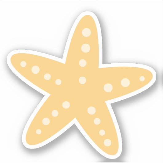 Leuke gele zeester sticker (Voorkant)