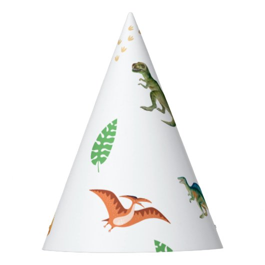 Leuke gelukkige dinosaurus verjaardagsfeestje papi feesthoedjes (Voorkant)