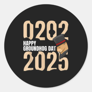 Leuke Gelukkige Groundhog Dag 2 februari 2025 Vaka Ronde Sticker