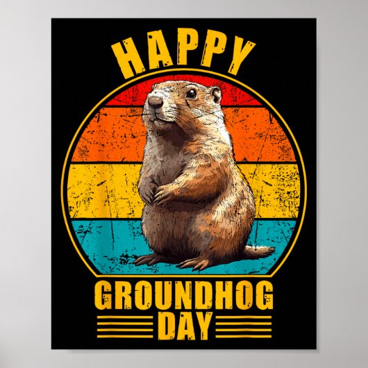 Leuke Gelukkige Groundhog Day 2025 Decoraties Retr (Voorkant)