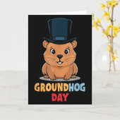 Leuke Gelukkige Groundhog Day 2 Februari Phils Vak Kaart (Gele Bloem)