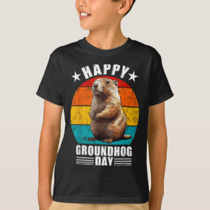Leuke Gelukkige Groundhog Day-versiering 2025 Retr T-shirt