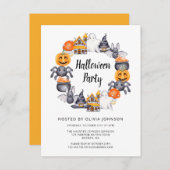 Leuke gelukkige Halloween-illustratieparty Uitnodiging Briefkaart (Voorkant / Achterkant)