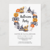 Leuke gelukkige Halloween-illustratieparty Uitnodiging Briefkaart (Voorkant)