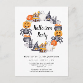 Leuke gelukkige Halloween-illustratieparty Uitnodiging Briefkaart