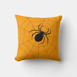 Leuke Gelukkige Halloween Zwarte & Oranje Spinnenw Kussen