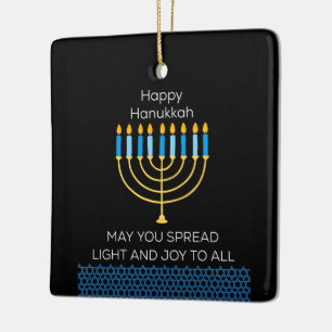 Leuke Gelukkige Hanukkah Lieve Blauwe Chanukah Uni Keramisch Ornament