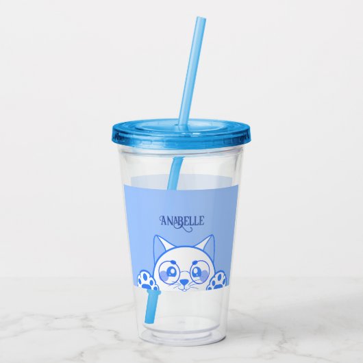 Leuke gelukkige kat met ronde glazen (Achterkant)