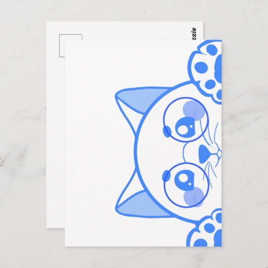 Leuke gelukkige kat met ronde glazen briefkaart (Voorkant / Achterkant)