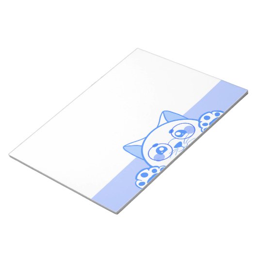 Leuke gelukkige kat met ronde glazen notitieblok (Schuin)