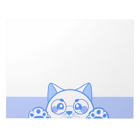 Leuke gelukkige kat met ronde glazen notitieblok (Voorkant)