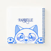 Leuke gelukkige kat met ronde glazen notitieboek (Achterkant)
