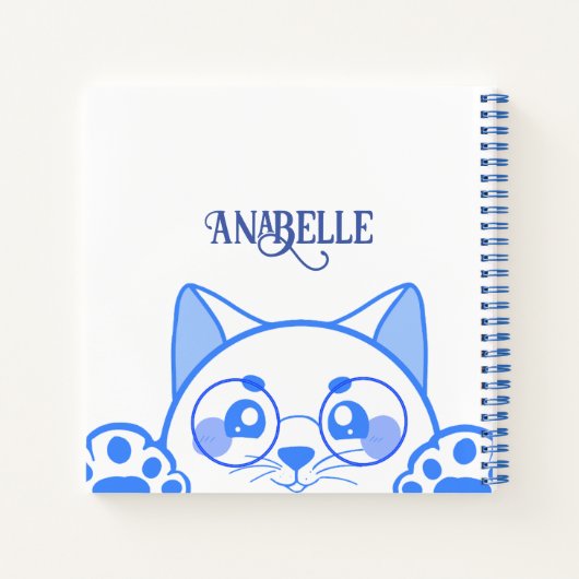 Leuke gelukkige kat met ronde glazen notitieboek (Achterkant)