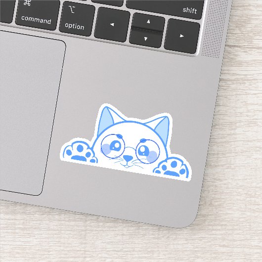 Leuke gelukkige kat met ronde glazen sticker (Detail)