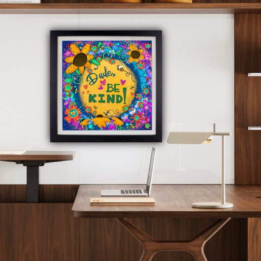 Leuke gelukkige kerel, wees vriendelijk hommel sch poster