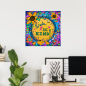 Leuke gelukkige kerel, wees vriendelijk hommel sch poster (Thuiskantoor)