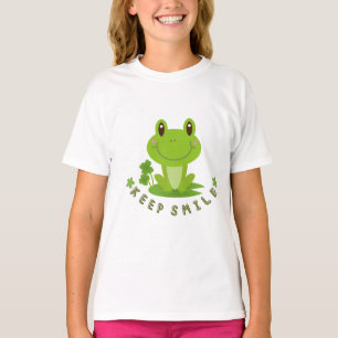 Leuke Gelukkige Kikker Blijf Glimlachen Meisjes T- T-shirt
