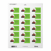 Leuke gelukkige koe die een rode tractor bestuurt  etiket (Full Sheet)