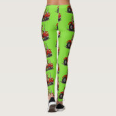 Leuke gelukkige koe die een rode tractor bestuurt leggings (Achterkant)