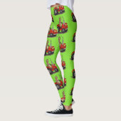 Leuke gelukkige koe die een rode tractor bestuurt leggings (Links)
