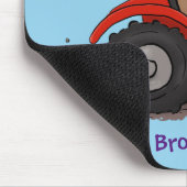 Leuke gelukkige koe die een rode tractor bestuurt muismat (Hoek)