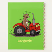 Leuke gelukkige koe die een rode tractor bestuurt  planner (Achterkant)