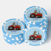 Leuke gelukkige koe die een rode tractor bestuurt  poker chips (Opstapeling)