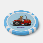 Leuke gelukkige koe die een rode tractor bestuurt  poker chips (Enkel)