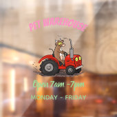 Leuke gelukkige koe die een rode tractor bestuurt  raamsticker (Vel 2)