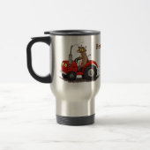 Leuke gelukkige koe die een rode tractor bestuurt  reisbeker (Links)