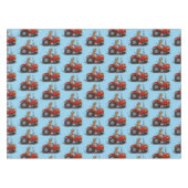 Leuke gelukkige koe die een rode tractor bestuurt  tafelkleed (Voorkant (Horizontaal))