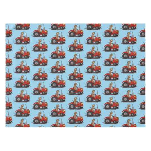 Leuke gelukkige koe die een rode tractor bestuurt  tafelkleed (Voorkant (Horizontaal))