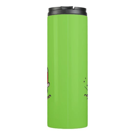 Leuke gelukkige koe die een rode tractor bestuurt  thermosbeker (Achterkant)