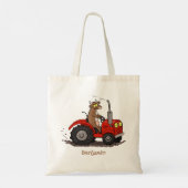 Leuke gelukkige koe die een rode tractor bestuurt  tote bag (Achterkant)