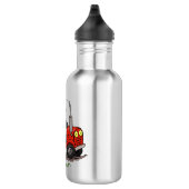 Leuke gelukkige koe die een rode tractor bestuurt  waterfles  (Rechts)