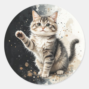 Leuke Gelukkige Lapjeskat Kittens Huisdier Dier Ronde Sticker