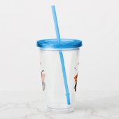 Leuke gelukkige oranje kruiwagen cartoon illustrat acryl drinkbeker (Links)