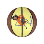 Leuke gelukkige oranje kruiwagen cartoon illustrat basketbal (Verticaal)