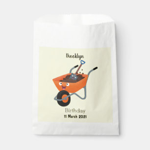Leuke gelukkige oranje kruiwagen cartoon illustrat bedankzakje