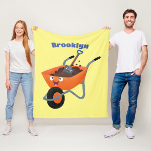 Leuke gelukkige oranje kruiwagen cartoon illustrat fleece deken
