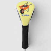 Leuke gelukkige oranje kruiwagen cartoon illustrat golfheadcover (Voorkant)