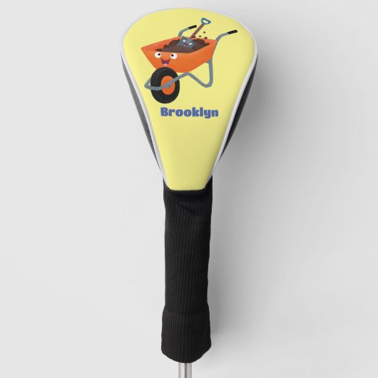 Leuke gelukkige oranje kruiwagen cartoon illustrat golfheadcover (Voorkant)
