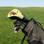 Leuke gelukkige oranje kruiwagen cartoon illustrat golfheadcover (Insitu)