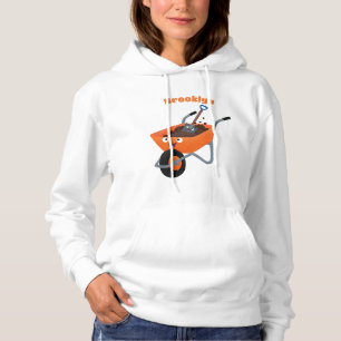 Leuke gelukkige oranje kruiwagen cartoon illustrat hoodie
