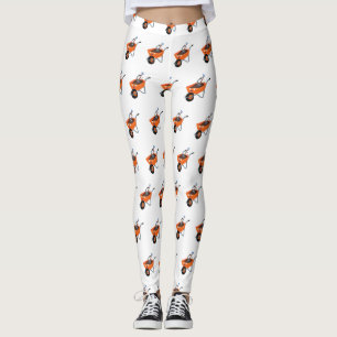 Leuke gelukkige oranje kruiwagen cartoon illustrat leggings