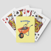 Leuke gelukkige oranje kruiwagen cartoon illustrat pokerkaarten (Achterkant)