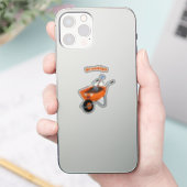 Leuke gelukkige oranje kruiwagen cartoon illustrat sticker (Telefoon)