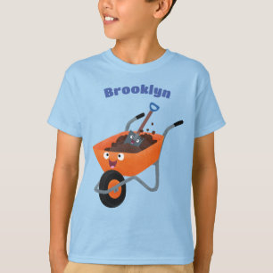 Leuke gelukkige oranje kruiwagen cartoon illustrat t-shirt