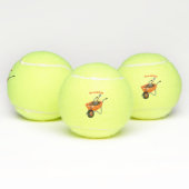 Leuke gelukkige oranje kruiwagen cartoon illustrat tennisballen (Multi)